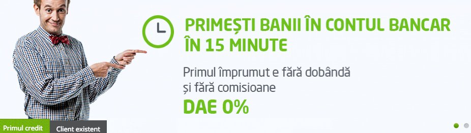 Zaplo Romania advert &#x27;Receive Money in your account in 15 minutes. The first loan without interest and without commission&#x27;