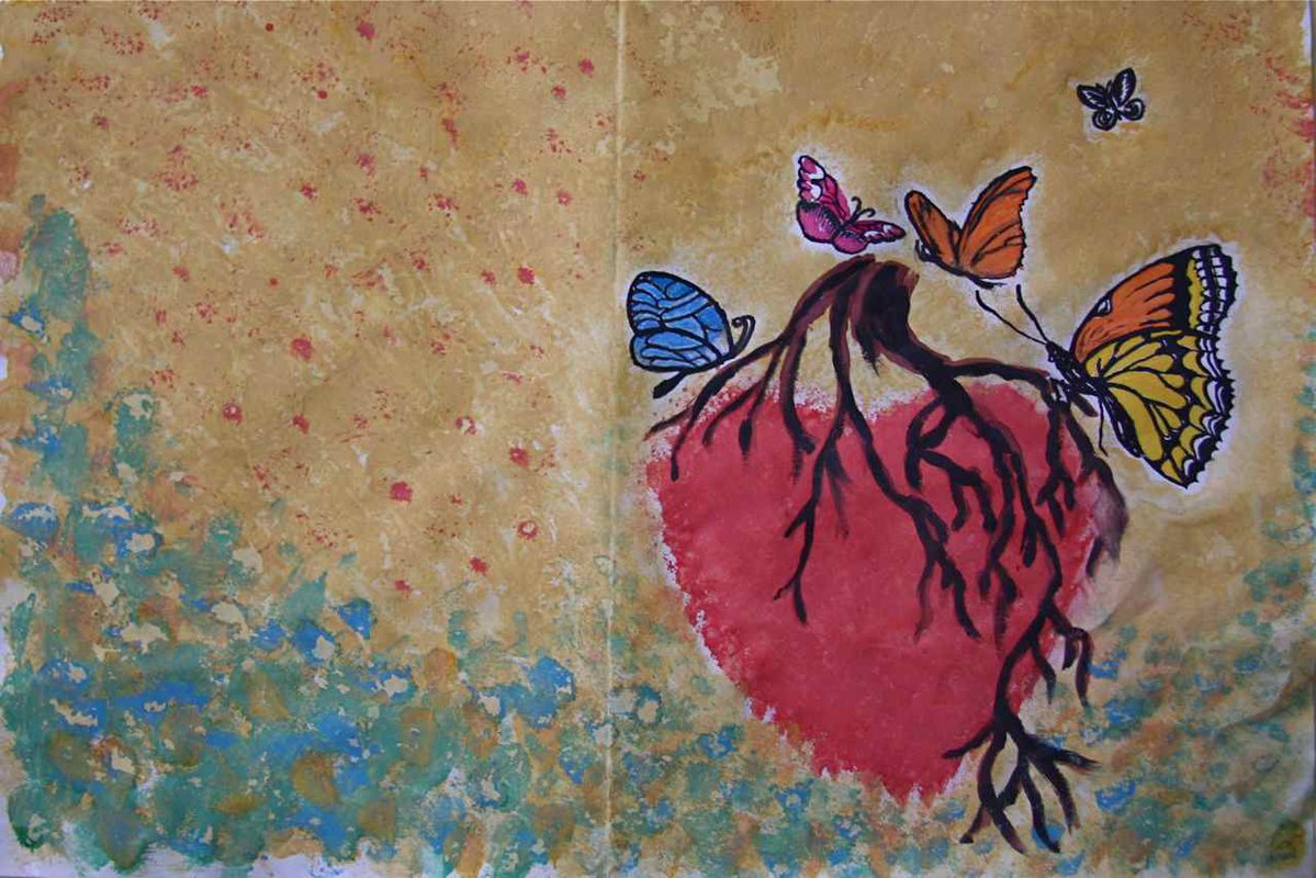 Butterflies feast on a heart, from the HIV Social Centre, Chisinau
